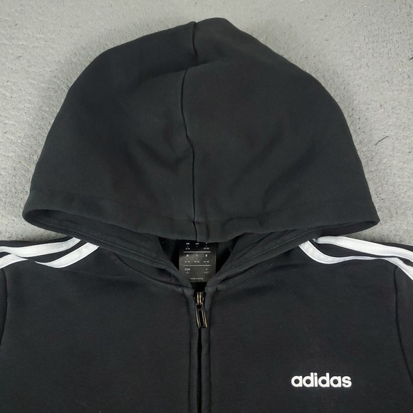 Adidas Sweater Womens Large Black Full Zip Up Hoodie Sweatshirt Ladies * - Picture 2 of 9